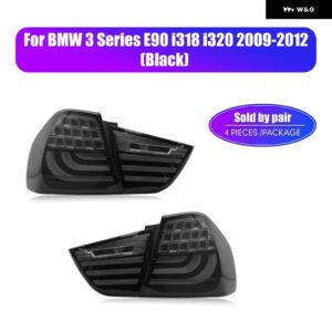 BMW LED テールライト 3シリーズ E90 I318 I320 2005-2012 流れる水フリッカーテールランププラグアンドプレイ テールライト - Black 09-12