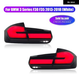 BMW LED テールライトペア 3シリーズ F30 F35 2013-18 流れる水 テールライト 現プラグアンドプレイ リアランプ - WHITE