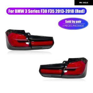 BMW LED テールライトペア 3シリーズ F30 F35 2013-18 流れる水 テールライト 現プラグアンドプレイ リアランプ - Red