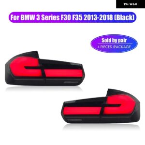 BMW LED テールライトペア 3シリーズ F30 F35 2013-18 流れる水 テールライト 現プラグアンドプレイ リアランプ - Black