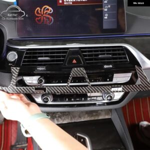 BMW 5シリーズ G30 G38 2018-2022 ソフトカーボンセンターコントロールハザード灯スイッチフレーム 装飾 ステッカー アクセサリー カスタム