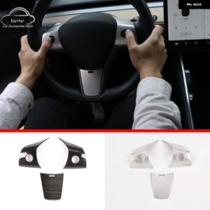 テスラ モデル 3 2017-2021 ステンレス ステアリングホイール カバー パネルパッチ車室内 装飾 フレームアクセサリー カスタムパーツ