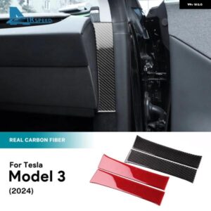 テスラ リアルソフトカーボン両面トリム ステッカー の計器 モデル 3 ハイランド 2024 装飾 カーアクセサリー カスタムパーツ アクセサリー