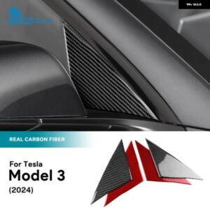テスラ リアルソフトカーボン外装ドア A ピラートリム カバー モデル 3 ハイランド 2024 ステッカー 装飾 カーアクセサリー カスタムパー