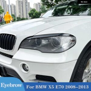 BMW グロスブラックカーボンヘッドライト ランプ アイブロウカバー トリム 自動 蓋ヘッドライト アイブロウ X5 E70 2008-2013 カスタムパー