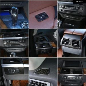BMW ABS カーボン X5 E70 X6 E71 2008-2013 インテリアキット ダッシュボードコンソール ギアシフトパネル 装飾 カバー トリム ステッカー