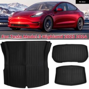 テスラ モデル 3 + ハイランド 2023 2024 フロントトランクパッドリアアンダー TPE トランクフランクマットモデル 3 防水 カーア