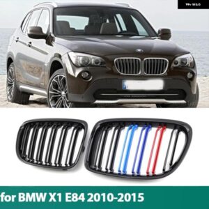 BMW グロスブラックキドニーグリルデュアルスラットレーシンググリル交換 X1 E84 2010-2015 カーアクセサリー カスタムパーツ アクセサリー