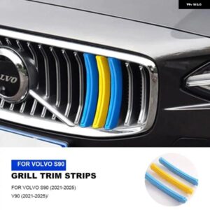 ボルボ カーアクセサリー S90 2021-2023 2024 2025 フロントセンターグリルトリム ストリップ三色ストリップセンターグリル 装飾 カスタム