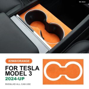 テスラ イタリアトップスエード中央コンソール 水カップホルダートリム ステッカー モデル 3 ハイランド 2024-アップインテリアアクセサリー