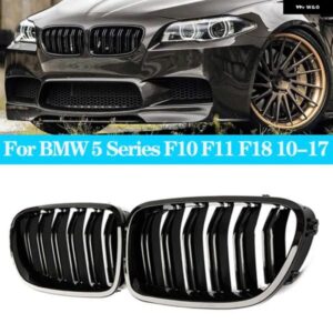 BMW フロントキドニーダブルスラットグリル 5シリーズ F10 F11 F18 520D 530D 540I 2010-2017 デュアルラインレーシンググリル カスタムパ