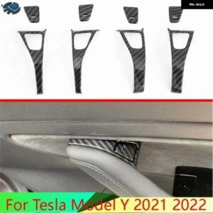 テスラ モデル Y 2021-23 カーアクセサリーカーボンスタイル ドアロックスイッチスパンコールトリム カスタムパーツ アクセサリー 交換用部