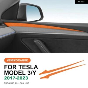 テスラ イタリアスエードドアサイドパネルトリム カバー モデル 3 モデル Y 2020-23 ステッカー スタイリング カーインテリアアクセサリ