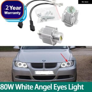 BMW 80ワット エンジェルアイズリング電球ランプ ライト 6000K ホワイト E90 E91 3シリーズ 320 325I 328I 335I PRE LCI 2004-2008 カスタ