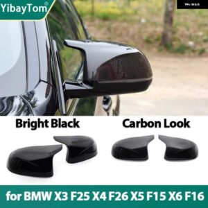 BMW 2X バックミラー サイドウイングミラー カバー キャップカーボンパターンブラック FOR F25 X3 F26 X4 F15 X5 F16 X6 14-18 M スタイル ル