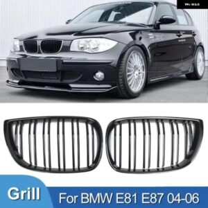 BMW グリルフロントキドニーグリルレーシンググリルグロスブラックグリル自動 ABS ダブルスラットグリル E81 E87 120D 120I 130I 04-06 カ
