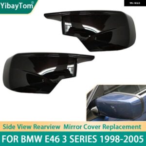 BMW グロスブラック M4 スタイル サイド ドア ウイング バックミラー カバー キャップ 交換用 E46 3シリーズ 1998-2005 カスタムパーツ ア