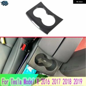 テスラ モデル X 2016-19 カーアクセサリーカーボンスタイル フロントセンターコンソール カップドリンクホルダーカバー トリム ベゼル カ