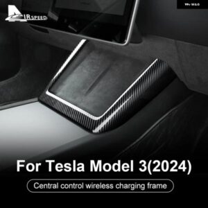 テスラ ABS カーボンワイヤレス充電フレームトリム カバー モデル 3 ハイランド 2024 MODEL3 カーインテリアアクセサリー カスタム