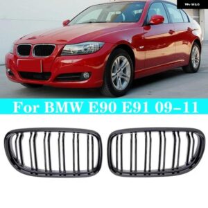 BMW フロントキドニーダブルスラットグリル レーシンググリル 3シリーズ E90 E91 LCI 320I 318I 325I 2009-2012 オートアクセサリー カスタ