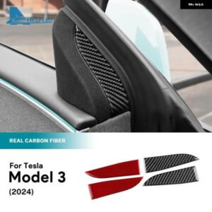 テスラ リアルソフトカーボンインナードアトライアングルカバー モデル 3 MODEL3 ハイランド 2024 ステッカー トリム インテリアアクセ