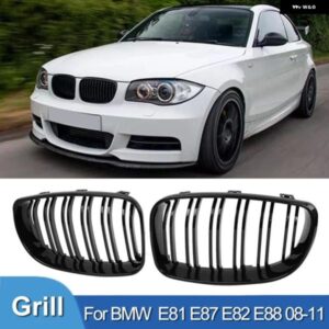 BMW E81 E87 E82 E88 128I 130I 135I フロントバンパー キドニーグリル レーシンググリル 07-11 ABS グリルグロスブラック カスタムパーツ