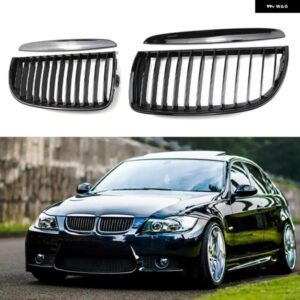BMW 3シリーズ E90 E91 フロントバンパー キドニーグリルレーシンググリル 2005-2008 グロスブラック交換アクセサリー単線 カスタムパーツ