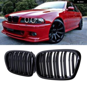 BMW E39 5シリーズ 525 528 フロントフードグリルキドニーグリルレーシンググリルグロスブラックグリル 99-03 アクセサリーデュアルライン