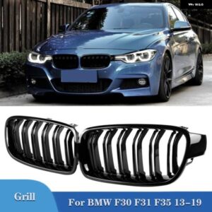 BMW 3シリーズ F30 F31 F35 320I 325I 328 レーシンググリルアクセサリー自動フロントグリル ピアノブラックデュアルラインキドニーグリル