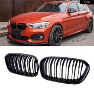 BMW F20 F21 1シリーズ 2015-18ペア グロスマットブラックワイドフロントキドニーグリル 車 STYING レーシンググリル カスタムパーツ アク