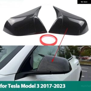 テスラ ホーン形状カーボンルックバックミラー サイドミラー カバー キャップステッカー モデル 3 2017-23 カスタムパーツ アクセサリー