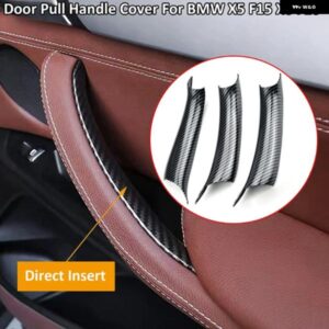 BMW X5 F15 2014-2018 X6 F16 2015-2018 左手ドライバー車インテリアインナードアプルハンドルカバー トリム カーボンブラック カスタムパ