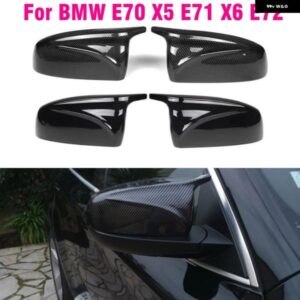 BMW 1ペア カーボンルック ABS ミラー カバー サイドバックミラー キャップ交換 X5 X6 E70 E71 2007-2013 カスタムパーツ アクセサリー 交