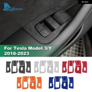 テスラ イタリアスーパースエードウィンドウ コントロールスイッチ リフトボタンステッカー モデル 3 2018-2023 モデル Y 2020-2