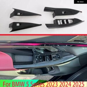 BMW 5シリーズ 2023 2024 2025 カーアクセサリーカーボンスタイル ドアウィンドウ アームレスト カバー スイッチパネルトリム モールディン