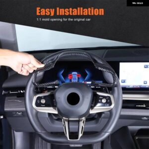 BMW 5シリーズ G60 2024 ABS カーボンステアリングホイール フレームカバー トリム ステッカー インテリアカーアクセサリー カスタムパーツ