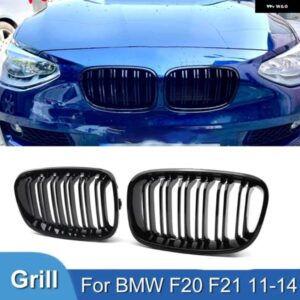 BMW 1シリーズ F20 F21 フロントバンパー キドニーグリルレーシンググリル交換ダブルスラットグロスブラックグリル 11-14 カスタムパーツ