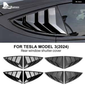 テスラ ABS リア車窓シャッターカバー モデル 3 2017-2023 2024 ハイランドルーバーサイドベントトリム トライアングルアクセサリ