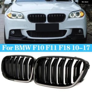 BMW グロスブラックキドニーグリルデュアルスラットレーシンググリル 5シリーズ F10 F11 F18 520D 530D 540I 528I 535I 550I 535D 2010-201