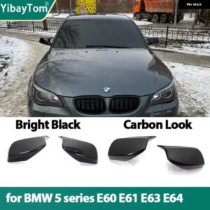 BMW 2個 バックミラー サイドウイングミラー カバー カーボンパターンブラック 5シリーズ E60 E61 E63 E64 2004-2008 520I 525I 528I 530I