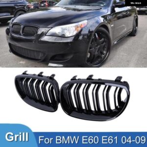 BMW フロントバンパー キドニーグリル フードメッシュダブルラインレーシンググリル 5シリーズ E60 M5 E61 520I 545I 550I 535I 03-10 カス