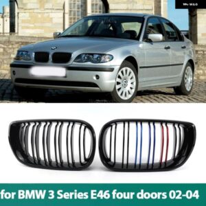 BMW フロントバンパー キドニーダブルスラットグロスブラックグリル 3シリーズ E46 セダン ツーリング フェイスリフト 02-06 スポーツレーシ