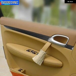 ポルシェ カイエン 2003-2010 ドアハンドルパネル トリム ストリップカバー 装飾インテリア アクセサリーカーボンステッカー デカール カス