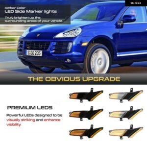 ポルシェ 2個 ダイナミック アンバー LED サイドマーカーライト カイエン 957 2007-2010 ウィンカーランプ ウインカー 95563