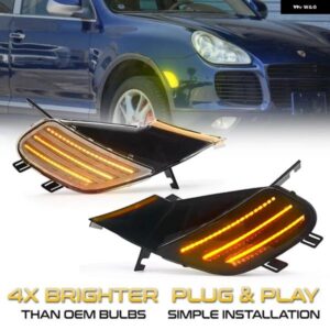 ポルシェ 2個 ダイナミック アンバー LED サイドマーカーライト カイエン 955 2003-2006 ウィンカーランプ ウインカー 95563