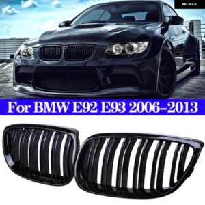 BMW スタイルグロスブラックフロントキドニーダブルスラットグリル E92 E93 3シリーズ 328I 335I クーペ 2006-2013 レーシンググリル カス