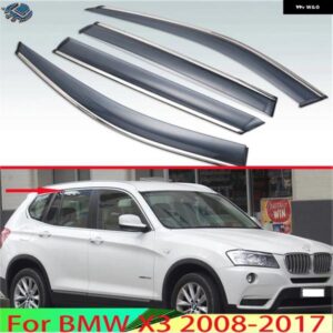 BMW X3 2008-2017 プラスチック 外装 バイザー ベント シェード ウィンドウ サン レイン ガード ディフレクター 4個 2009-15 カスタムパー