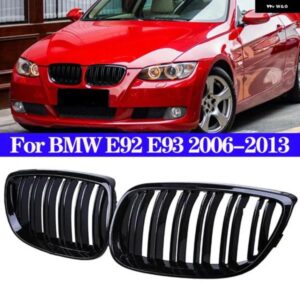 BMW フロントバンパー キドニーグリル E92 E93 M3 2006-2013 グロスブラックデュアルライングリル カースタイリングレーシンググリル 交換部