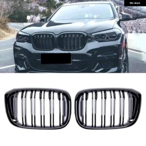 BMW X3 X4 G01 G02 G08 グロスブラック車フロントグリル レーシンググリル フードキドニーバンパー グリル ダブルスラット ABS グリル 2018