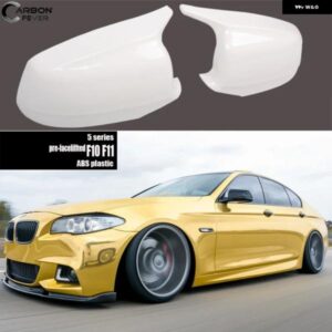 BMW ABS グロス ホワイト ミラー カバー 交換用 2010 - 2013 5シリーズ F10 F11 |完璧なフィット感 UVカット 高光沢仕上げ カスタムパーツ